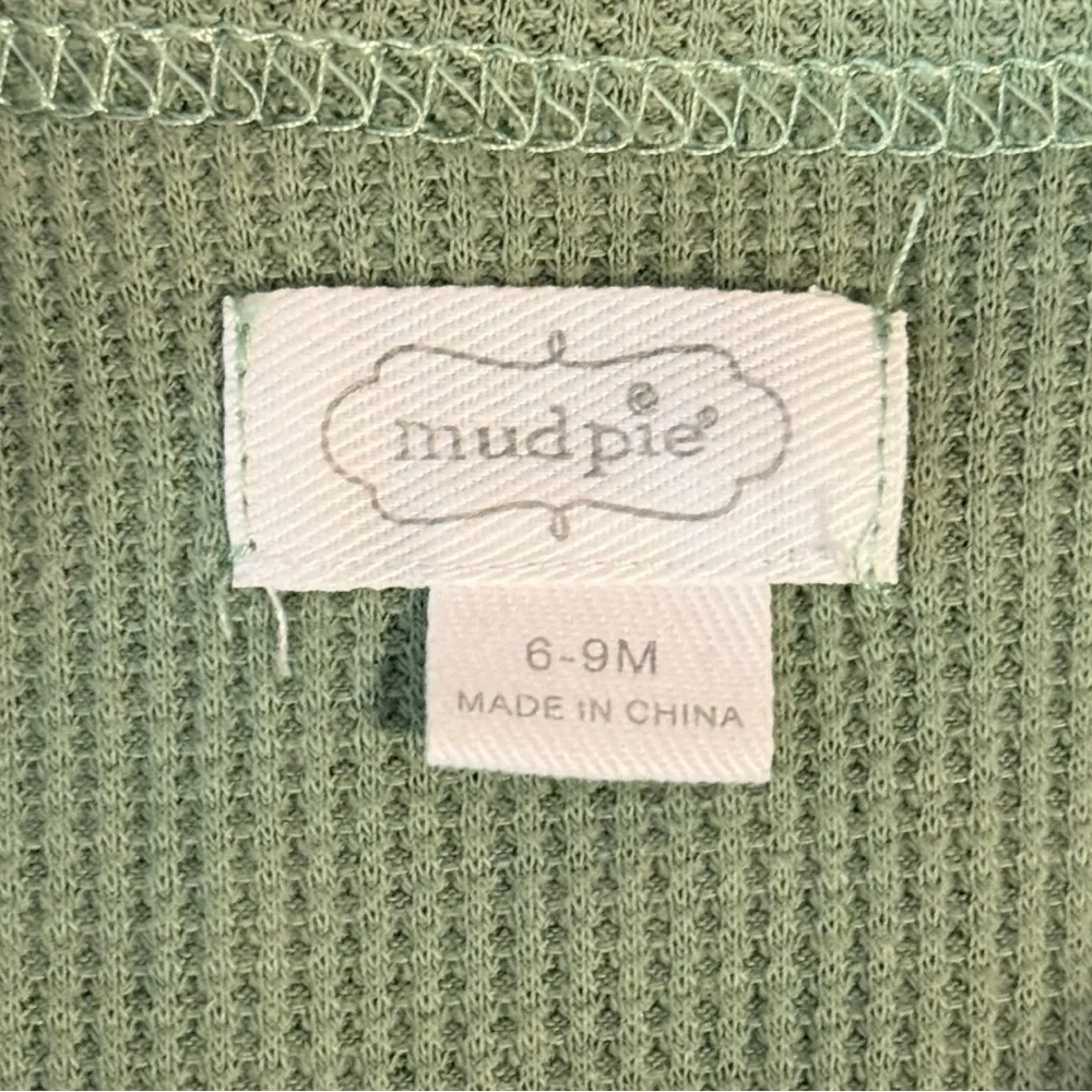 Baby Mud Pie Green Plaid Waffle Knit Bodysuit 6-9 Months
